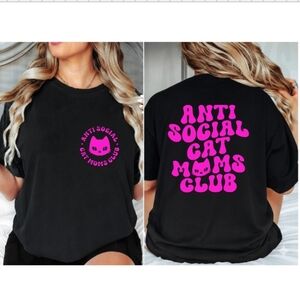 Cat mom shirt cute antisocial cat moms club popular cat mama Pink